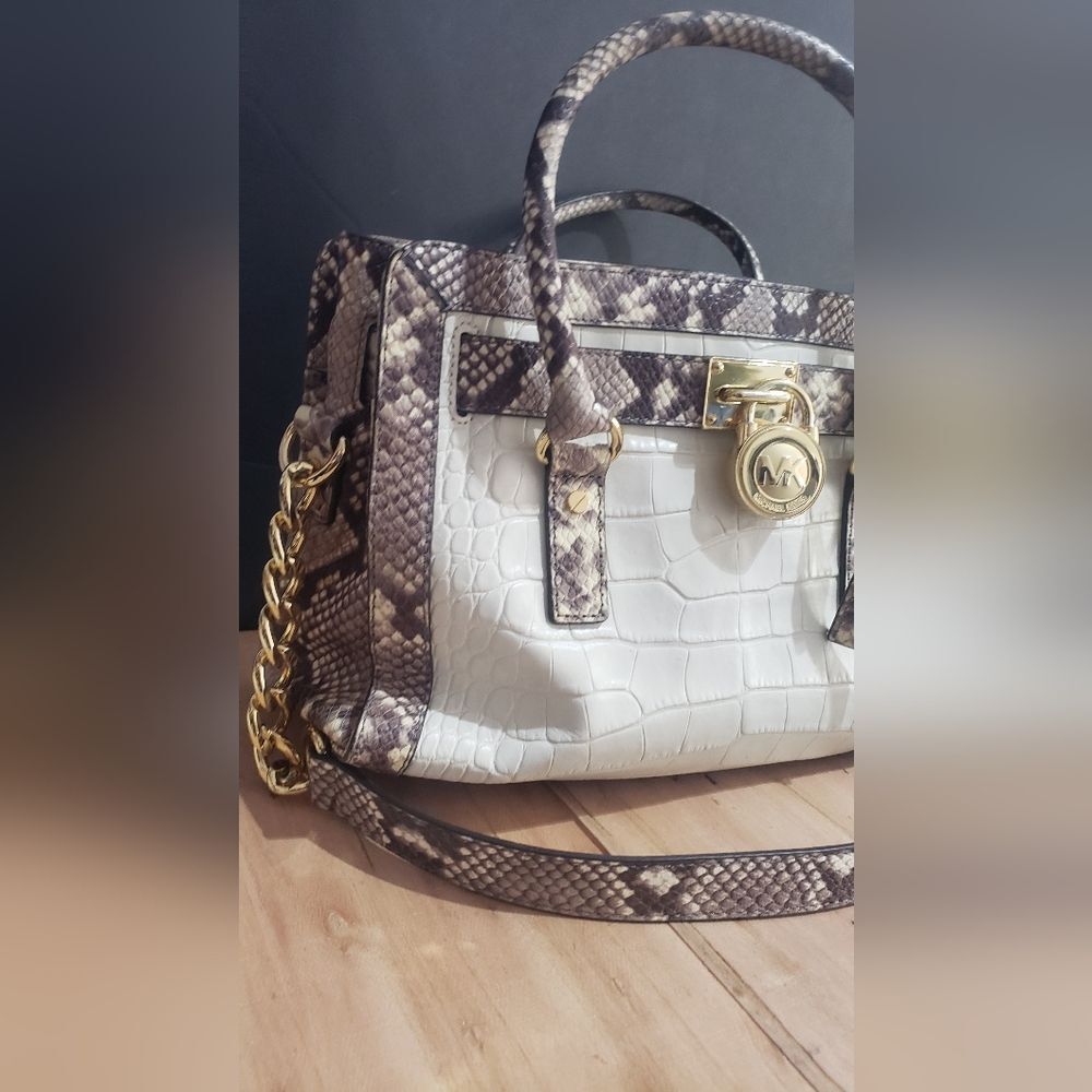 Michael Kors Hamilton Crocco Embossed Python Leather Bag - Picture 4 of 15